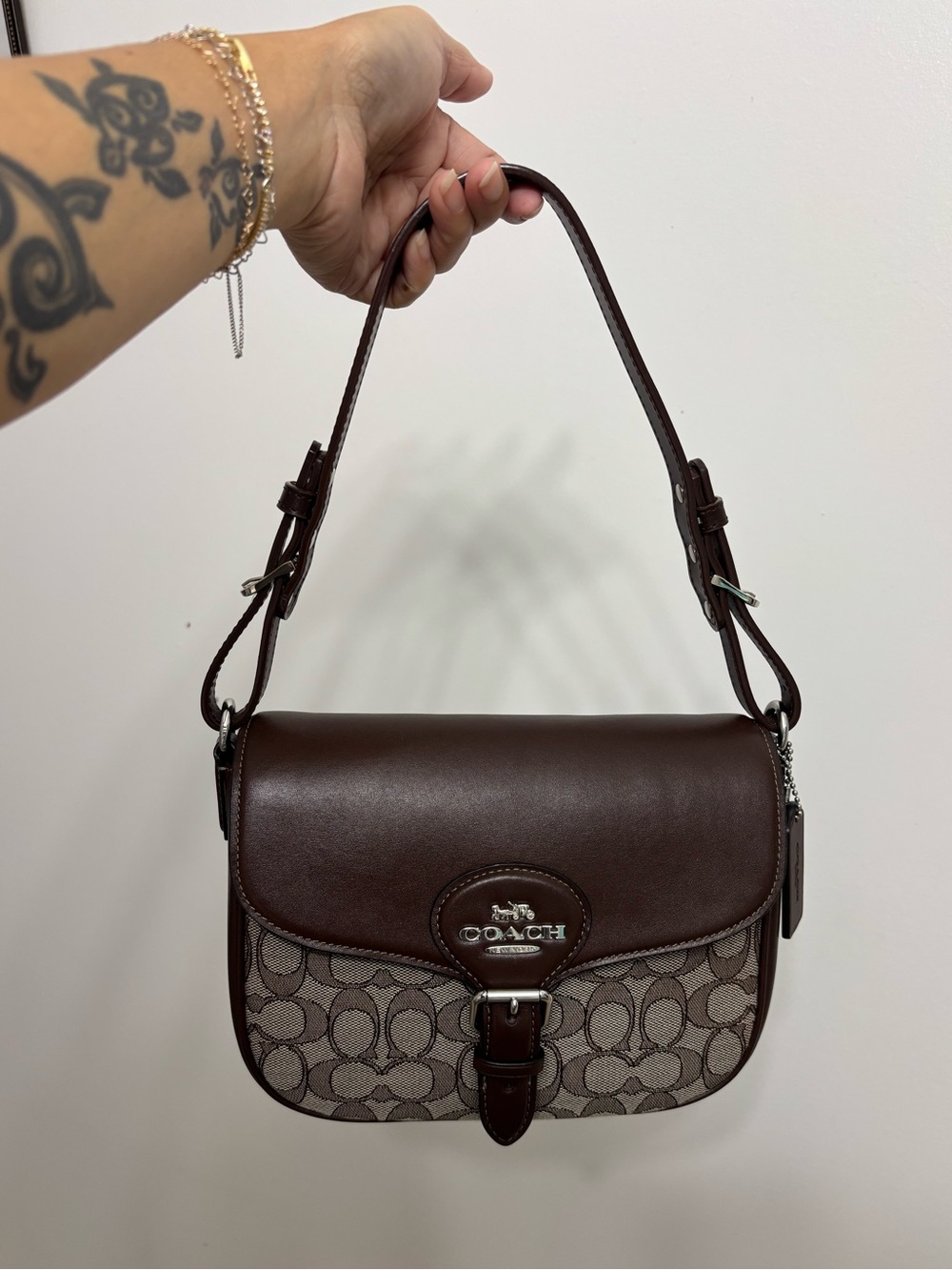 Coach Signature Jacquard Amelia Saddle Bag